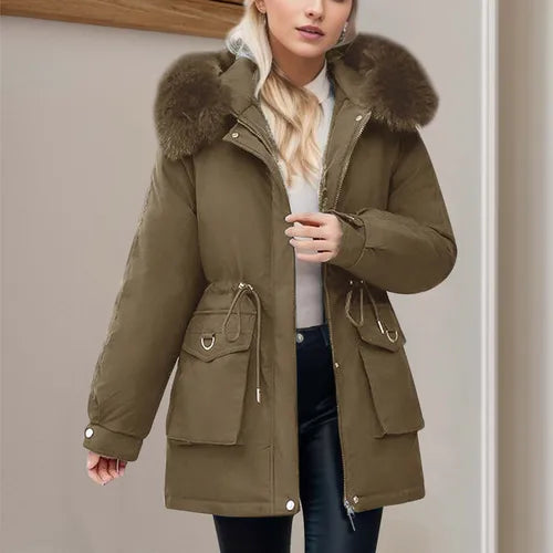 Down Cotton-Padded Coat Women's New Winter Jacket Loose Casual Hooded Outwear Top Female Large Size Thick Fur Collar Parkas