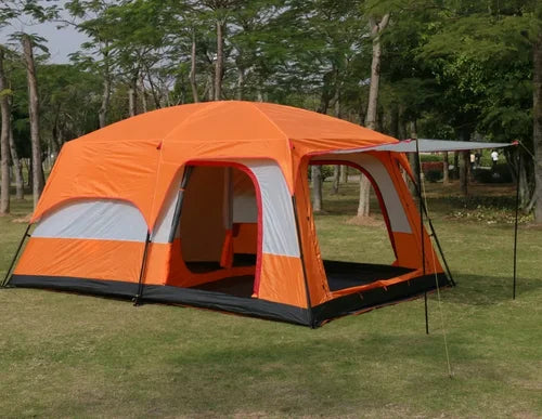 2 Bedroom 1 Hall Camping Tent 5-8 Person Double Layers Oversize Thickened Rainproof Tent Outdoor Family Camp Tour Equipment