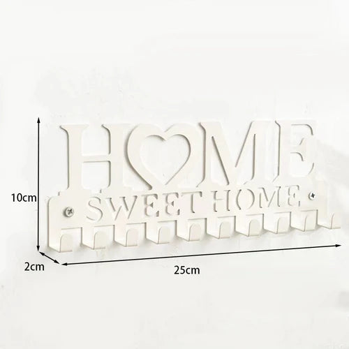 1pc Metal Key Holder Hooks Wall Hanging Wall-mounted Coat Rack Sweet Home Wall Hanger Iron Art Decor For Front Door Kitchen