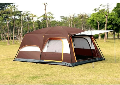 2 Bedroom 1 Hall Camping Tent 5-8 Person Double Layers Oversize Thickened Rainproof Tent Outdoor Family Camp Tour Equipment