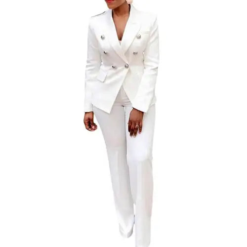 Women's Elegant Casual Fashion 2 Piece Set Blazer   Pants Ladies Business Suits Office Wear Female Trouser Pant Suit