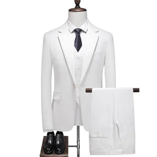 2024 New Style (suit   Vest   Trousers) S-5XL High-end Wedding Boutique Fashion All-in-one Three-piece Men's Dress  Mens Suit