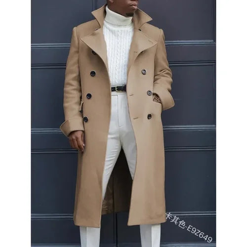 2024 Autumn Winter New Men's Fashion Coat British Baggy Coat Mid-Length Trench Coat Casual Daily Comfortable