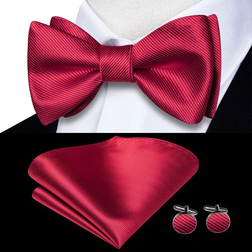 Jacquard Silk Men's Self Bow Tie Hanky Cufflinks Set Male Butterfly Knot Bowtie Wholesale for Male Wedding Business