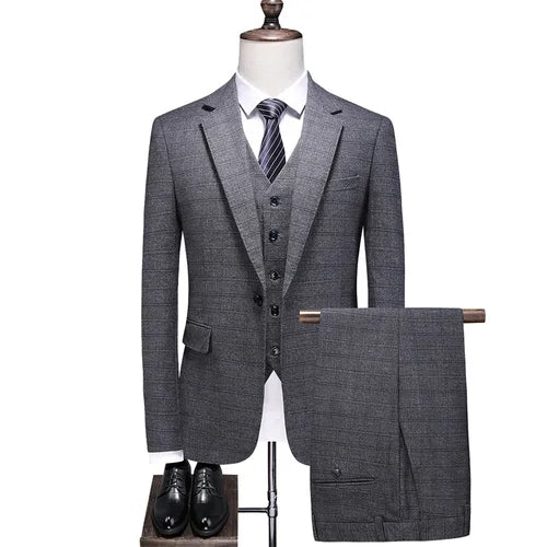 2024 New Style (suit   Vest   Trousers) S-5XL High-end Wedding Boutique Fashion All-in-one Three-piece Men's Dress  Mens Suit