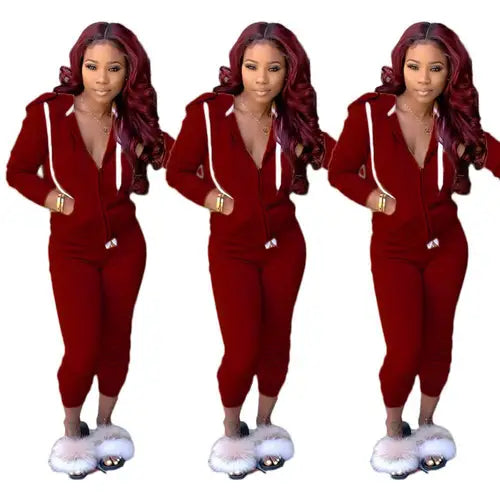 2 Pieces Set Women 2021 Fall Hot Style Europe women's Pure Color Fleece two-piece Suit Movement Sports Set Dropshipping ZXP9628