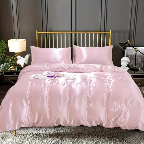 3pcs Satin Duvet Cover Set Bedding Sets Queen Black  Series Luxury Rich Silk Silky Soft Solid   Sexy Honeymoon Wrinkle Free