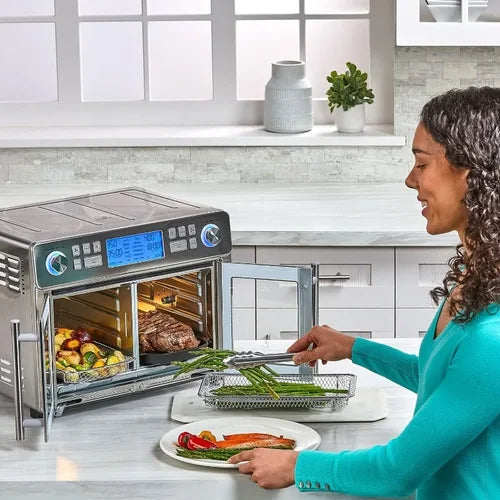 Emeril Lagasse Dual Zone 360 Air Fryer Oven Combo with French Door, 25 QT Extra Large Family Size Meals to Cook Two Foods in