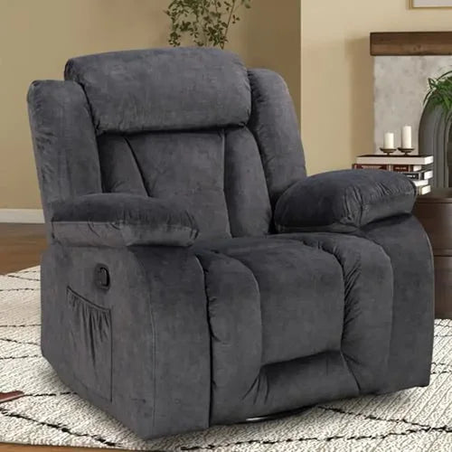 Adults Manual Reclining Sofa Chair Oversized Living Room Comfy Home Theater Seating Black Recliner Swivel 360° Glide Function