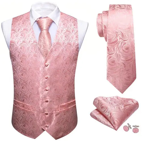 Designer Silk Mens Vest Red Blue Green Gold Purple Pink Flower Paisley Embroidered Waistcoat Wedding Suits Jacket Barry Wang