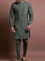 Abaya New 2PC Full Pant Sets To Dress Dashiki African Traditional Outfit O-Neck Mens Luxury Clothing Elegant Brand Suits Fo