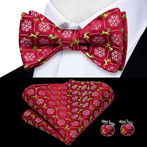 Jacquard Silk Men's Self Bow Tie Hanky Cufflinks Set Male Butterfly Knot Bowtie Wholesale for Male Wedding Business