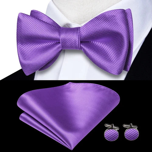 Jacquard Silk Men's Self Bow Tie Hanky Cufflinks Set Male Butterfly Knot Bowtie Wholesale for Male Wedding Business