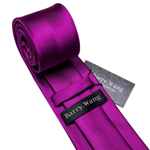 Silk Mens Tie Hanky Cufflinks Set Jacquard Solid Check Striped Purple Teal Gold Black Neckties for Wedding Business Barry Wang