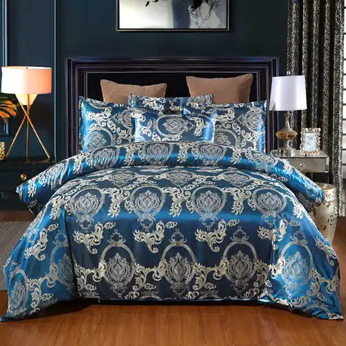 Satin Duvet Cover  Size, Floral Jacquard Satin Duvet Cover Set 3 Piece Luxury Silk Like Bedding Comforter Cover Set