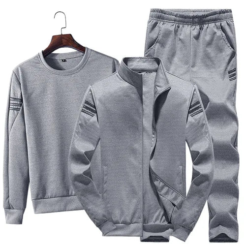 （M-5XL）Spring And Autumn New Korean Sweater Suit Men's Casual Sports Trend Three Piece Suit