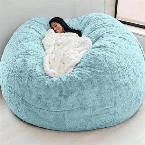 Giant Fur Bean Bag Chair Cover for Kids Adults,Living Room Furniture Big Round Soft Fluffy Faux Fur Beanbag Lazy Sofa Bed Cover