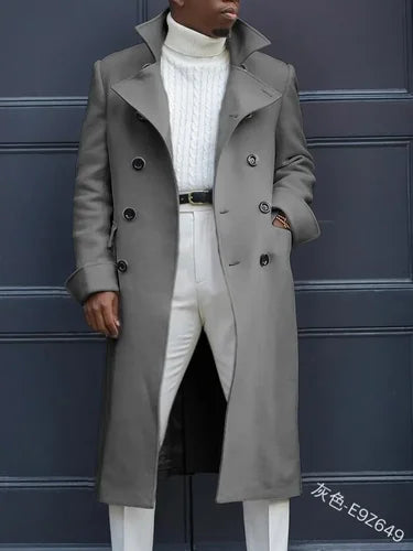 2024 Autumn Winter New Men's Fashion Coat British Baggy Coat Mid-Length Trench Coat Casual Daily Comfortable