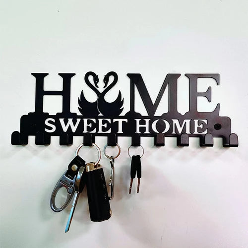 1pc Metal Key Holder Hooks Wall Hanging Wall-mounted Coat Rack Sweet Home Wall Hanger Iron Art Decor For Front Door Kitchen