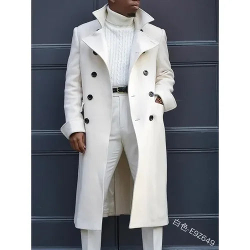 2024 Autumn Winter New Men's Fashion Coat British Baggy Coat Mid-Length Trench Coat Casual Daily Comfortable