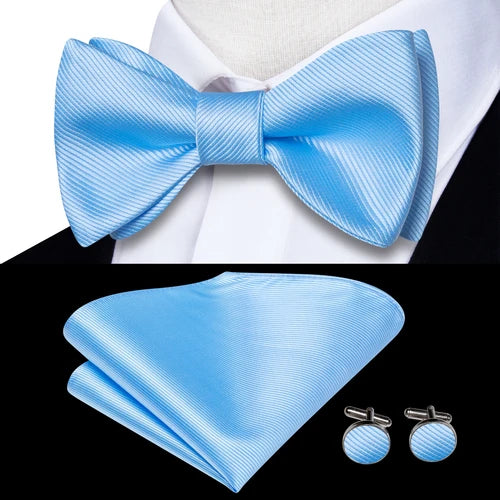 Jacquard Silk Men's Self Bow Tie Hanky Cufflinks Set Male Butterfly Knot Bowtie Wholesale for Male Wedding Business