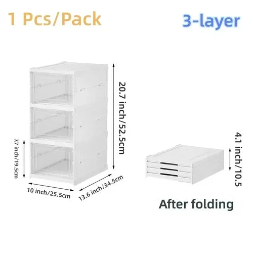 6-Layer Foldable Transparent Shoe Box, Dustproof Stackable Shoe Storage Organizer, high-quality cabinet, shoe rack