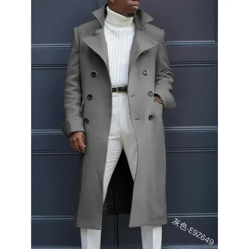 2024 Autumn Winter New Men's Fashion Coat British Baggy Coat Mid-Length Trench Coat Casual Daily Comfortable