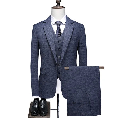 2024 New Style (suit   Vest   Trousers) S-5XL High-end Wedding Boutique Fashion All-in-one Three-piece Men's Dress  Mens Suit