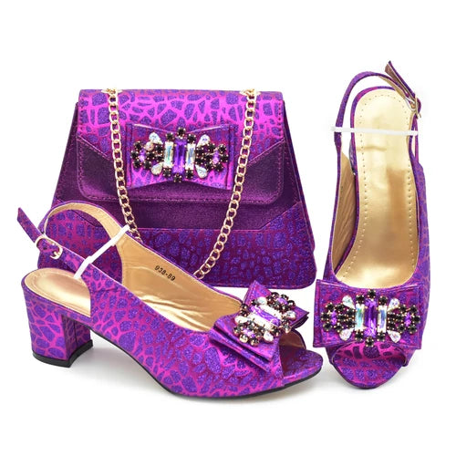 Blue Shoe and Bag Set for Party in Women Italian Shoe and Bag 2024 High Quality Elegant Heeled Shoes for Women African Pumps