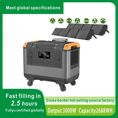 3000w 2688Wh Portable Power Station 2400w 3000w 5000w Lifepo4 Battery with Solar Panel UPS Function Emergency Solar Generator