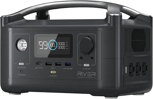 RIVER 288Wh Portable Power Station,3 x 600W(Peak 1200W) AC Outlets & LED Flashlight, Fast Charging Silent Solar Generator