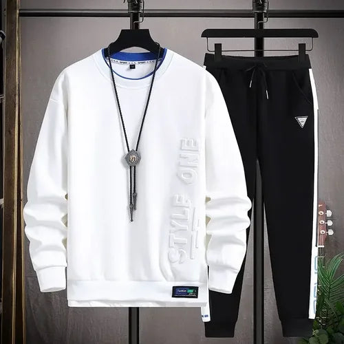 Men's Clothing White T Shirt Man Plain Top Sportswear Tracksuit Print Pants Sets Cool Sports Suits Luxury 2 Piece Outfit Kpop Xl