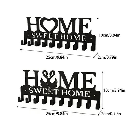 1pc Metal Key Holder Hooks Wall Hanging Wall-mounted Coat Rack Sweet Home Wall Hanger Iron Art Decor For Front Door Kitchen