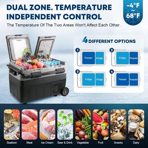 Kohree 12 Volt Car Refrigerator,12V Car Fridge 32 Quart(30L) Electric Cooler Dual Zone Independent Temp Control Portable Freezer