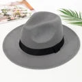 Autumn and winter men and women's new large brimmed hats, fashionable woolen jazz hats, English style top hats - AliExpress