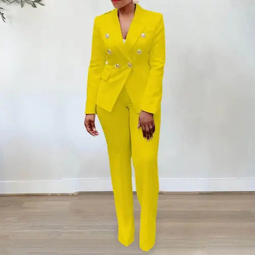 Women's Elegant Casual Fashion 2 Piece Set Blazer   Pants Ladies Business Suits Office Wear Female Trouser Pant Suit