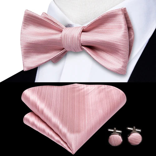 Jacquard Silk Men's Self Bow Tie Hanky Cufflinks Set Male Butterfly Knot Bowtie Wholesale for Male Wedding Business