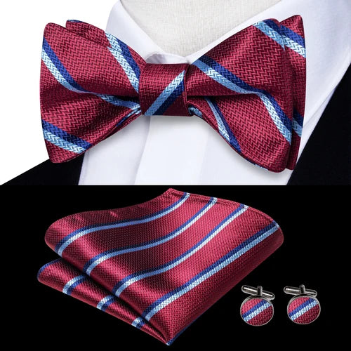 Jacquard Silk Men's Self Bow Tie Hanky Cufflinks Set Male Butterfly Knot Bowtie Wholesale for Male Wedding Business