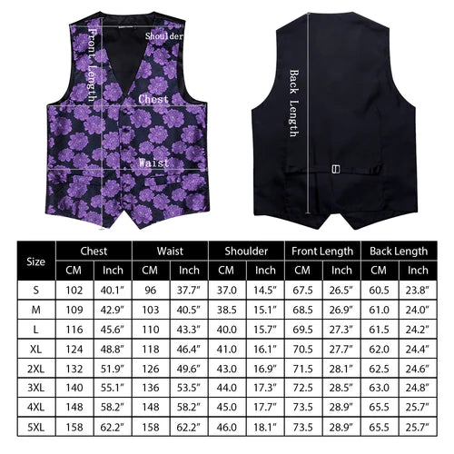 Designer Vest for Men Purple Embroidered Silk Waistcoat Tie Pocket Square Set Wedding Formal Male Suit Party Barry Wang