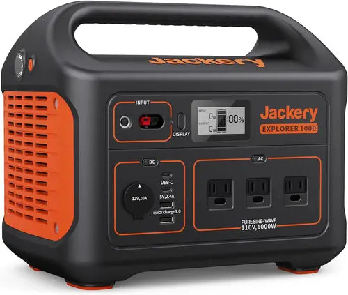 Jackery Explorer 1000 Portable Power Station, 1002Wh Capacity with 3x1000W AC Outlets, Solar Generator for Home Backup,Emergency