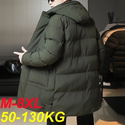 Winter Parkas Men Thick Warm Jacket Coats Plus Size 8xl 7xl 6xl Casual Warm Padded Cargo Jacket Male Long Windbreak Outerwear