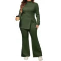 Elegant Plus Size Two Piece Set with Off-Shoulder Top and High Waist Wide Leg Pants for Women Casual Streetwear - AliExpress 200000345