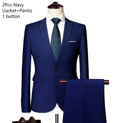 Wedding Suits For Men Elegant Blazers Set 3 Pieces Formal Classic Jackets Vest Pants Full Coats Luxury Business 2024 Costume