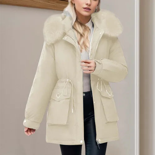 Down Cotton-Padded Coat Women's New Winter Jacket Loose Casual Hooded Outwear Top Female Large Size Thick Fur Collar Parkas