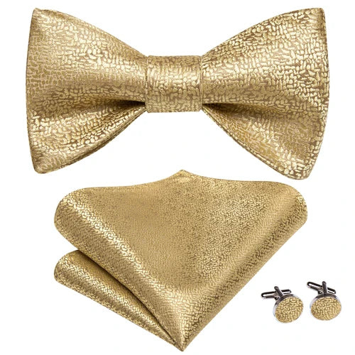 Jacquard Silk Men's Self Bow Tie Hanky Cufflinks Set Male Butterfly Knot Bowtie Wholesale for Male Wedding Business