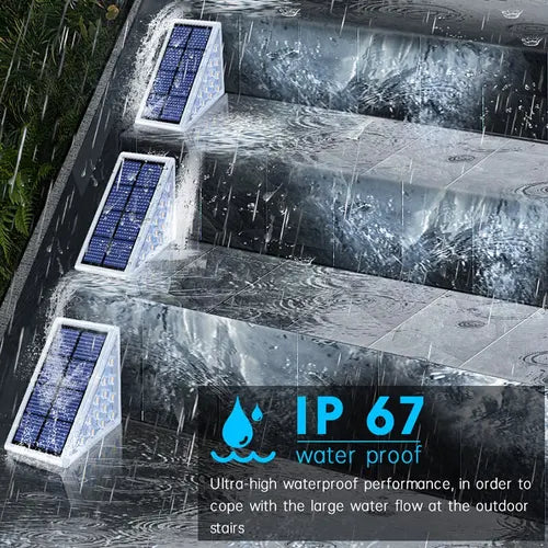 LED Step Lamp Stair Light Outdoor IP67 Waterproof Solar Light With Lens Anti-theft Design Decor Lighting For Garden Deck Path