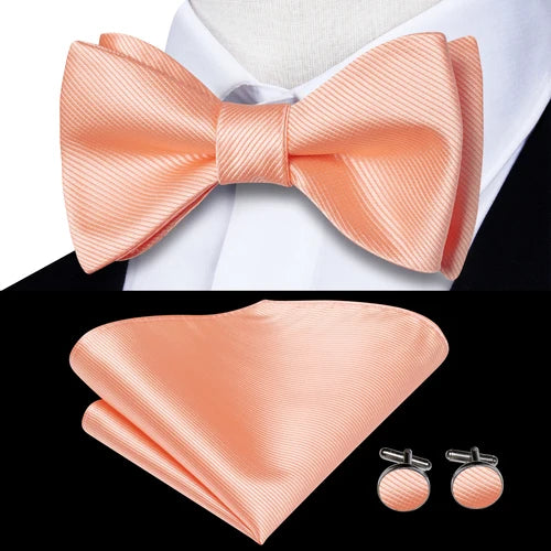 Jacquard Silk Men's Self Bow Tie Hanky Cufflinks Set Male Butterfly Knot Bowtie Wholesale for Male Wedding Business