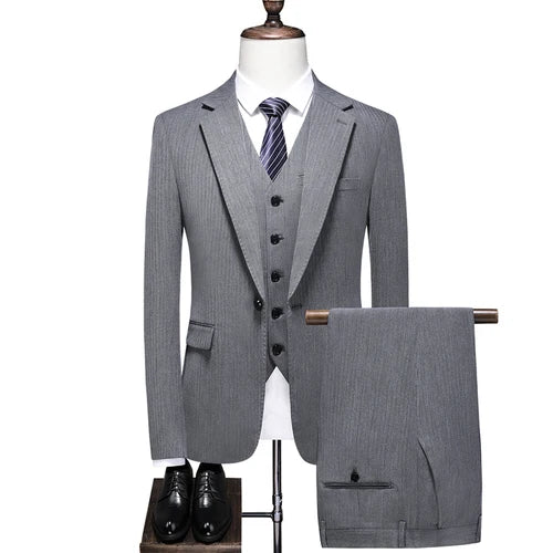 2024 New Style (suit   Vest   Trousers) S-5XL High-end Wedding Boutique Fashion All-in-one Three-piece Men's Dress  Mens Suit