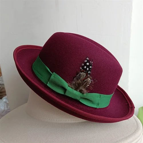 the Derby Hat bowler hat  Fedora for Women and Men Party Hat Men Hat for Winter Elastic Band Felt Hat Jazz Church Hat Wholesale