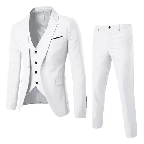 Elegant Blazers Suit For Men Clothing 3 Pieces Sets Jacket Vest And Pants Slim Business Suits Party Wedding Formal Casual Suit